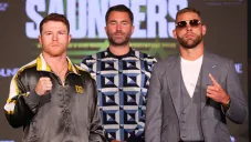 Canelo Álvarez y Billy Joe Saunders en conferencia