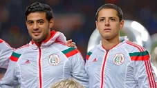 Chicharito y Vale previo a un partido del Tri