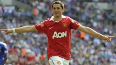 Chicharito festeja un gol con el Manchester United