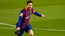 Leo Messi festeja una anotación con el Barcelona