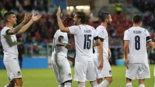 Jugadores de Italia en festejo de gol