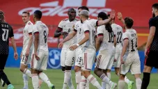 Jugadores de Bélgica celebran gol ante Croacia