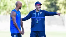 Ignacio Ambriz en una práctica con el Huesca