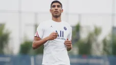 Achraf Hakimi en una sesión con el PSG