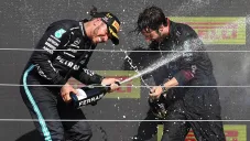 Hamilton, en festejo tras victoria