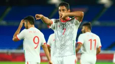 Luis Romo festeja un gol con el Tri Olímpico