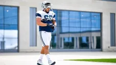 Isaac Alarcón en una práctica de los Cowboys