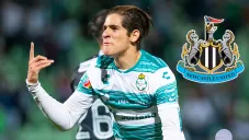 Santiago Muñoz festeja un gol con Santos Laguna