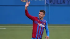 Gerard Piqué durante un duelo con el Barcelona