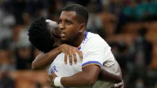 Rodrygo y Vinicius festejando el gol del triunfo ante el Inter de Milán