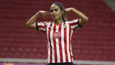 Caro Jaramillo festeja su gol contra Tuzas