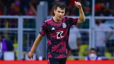 Hirving Lozano en el partido entre México y Honduras