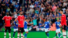 Jugadores del Manchester United en lamento