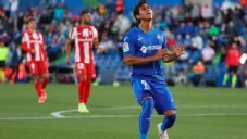 Macías en un partido con Getafe