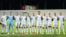 Jugadores de Argelia previo a un partido