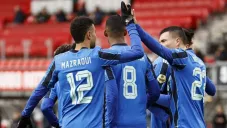 Jugadores del Ajax festejando un gol a favor