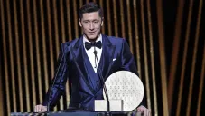 Robert Lewandowski en la premiación del Balón de Oro