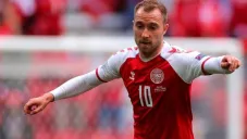 Eriksen en un partido de Dinamarca