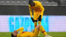 Dembelé consuela a Jordi Alba