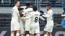 Jugadores del Milan, en festejo de gol