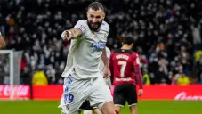 Karim Benzema festeja un gol con el Real Madrid