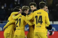 Jugadores del Barcelona celebrando un gol