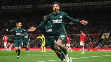 Jugadores de Middlesbrough celebrando gol ante Manchester United