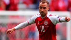 Eriksen en un partido de Dinamarca