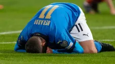 Domenico Berardi se lamenta tras una acción