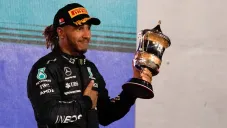 Lewis Hamilton tras el podio en el GP de Bahréin