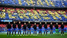 Jugadoras del Barcelona previo al juego ante el Real Madrid