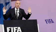 Infantino en una ponencia de FIFA