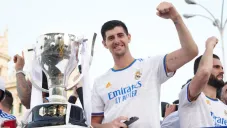 Thibaut Courtois en festejos con el Real Madrid