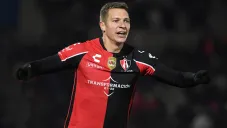 Julio Furch festeja un gol con Atlas