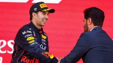 Checo Pérez tras su podio en el GP de Bakú