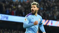 Sergio 'Kun' Agüero en partido con el Manchester City