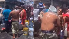 Las personas usaron cubeta y jabón en plena vía pública