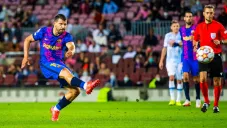 Kun Agüero en un partido de Barcelona