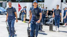 Pumas en su llegada a Barcelona