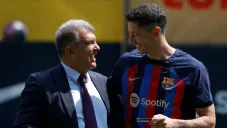 Laporta y Lewandowski en su presentación