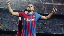 Braithwaite en un partido con el Barcelona