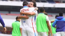 Tabó y Rivero celebrando el gol de la victoria