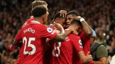 Manchester united en celebración de gol