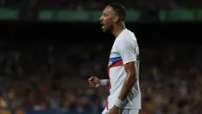 Aubameyang en un partido con el Barça