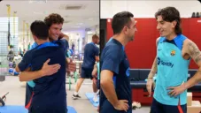 Bellerin y Alonso con Xavi