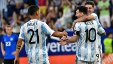 Jugadores de Argentina, en festejo de gol