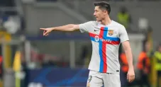 Robert Lewandowski durante un partido del Barcelona