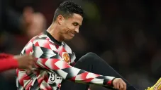 Cristiano Ronaldo en calentamiento con el Manchester United