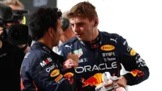 Checo y Max celebrando en el GP Estados Unidos