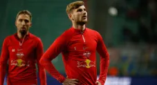 Timo Werner previo a un partido del Leipzig